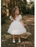 Puff Sleeves Ivory Cotton Tulle Sweet Flower Girl Dress